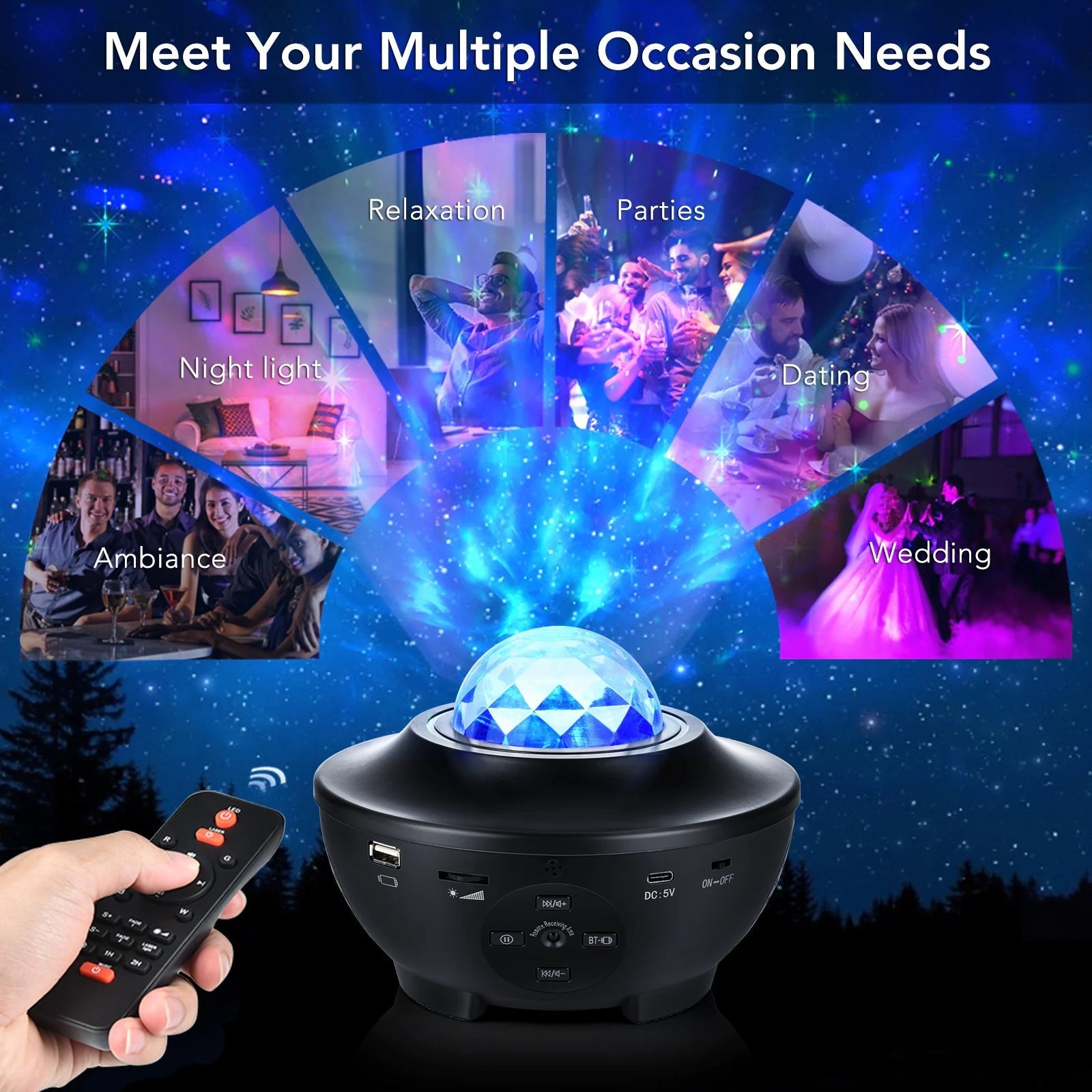 Black Galaxy Projector with 360° Starry Sky Light - Iquality