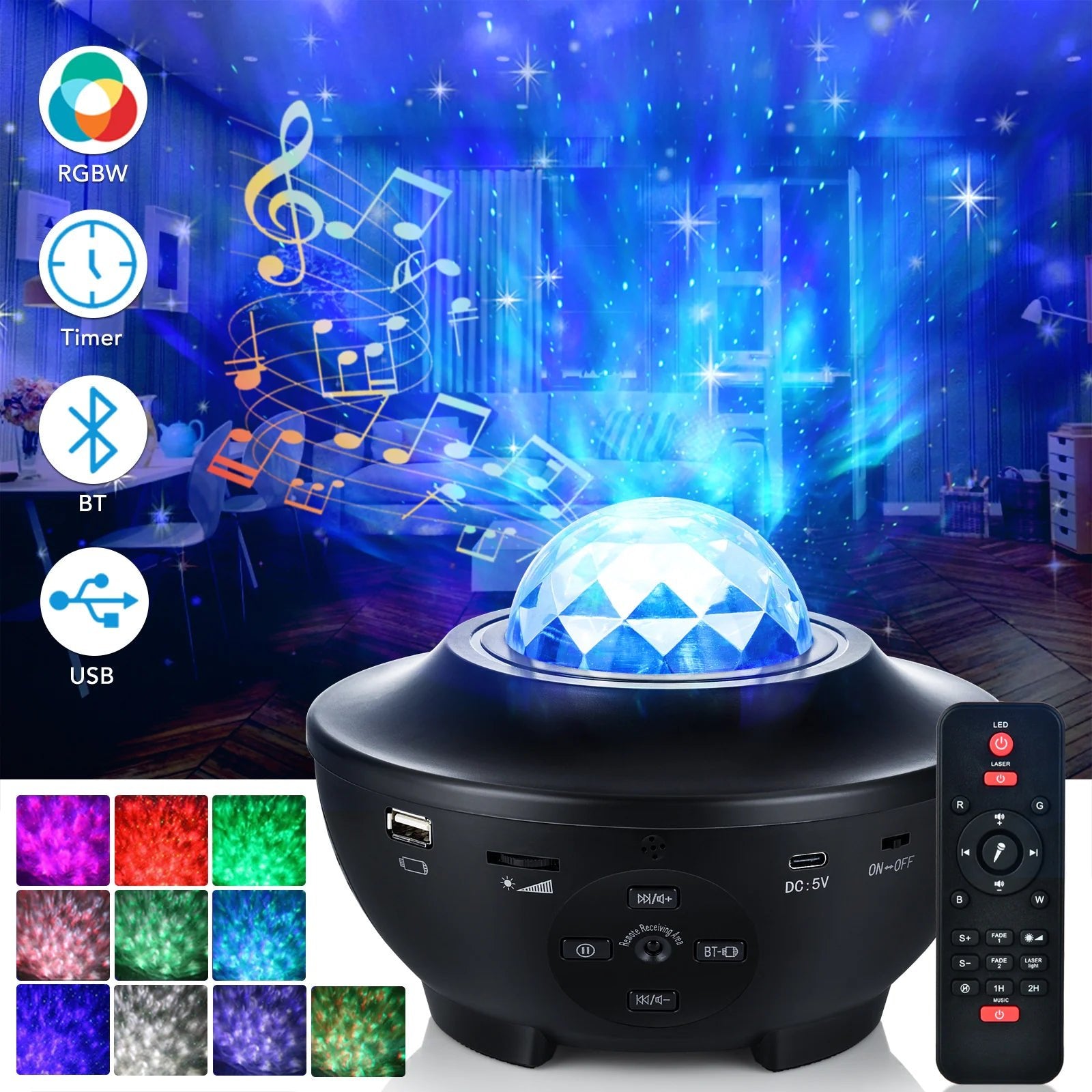 Black Galaxy Projector with 360° Starry Sky Light - Iquality