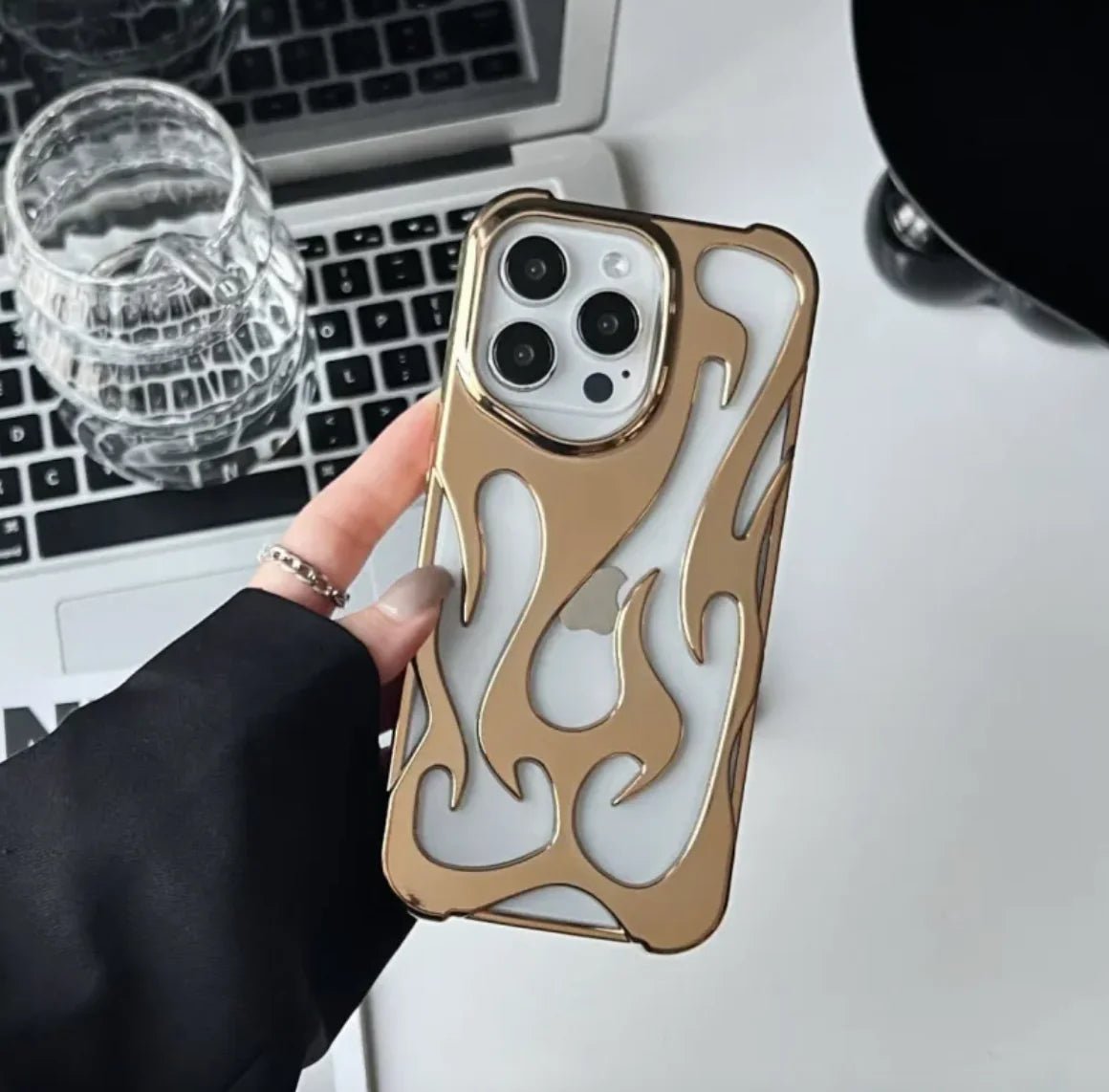 Flame Pattern Electroplated Phone Case - Iquality