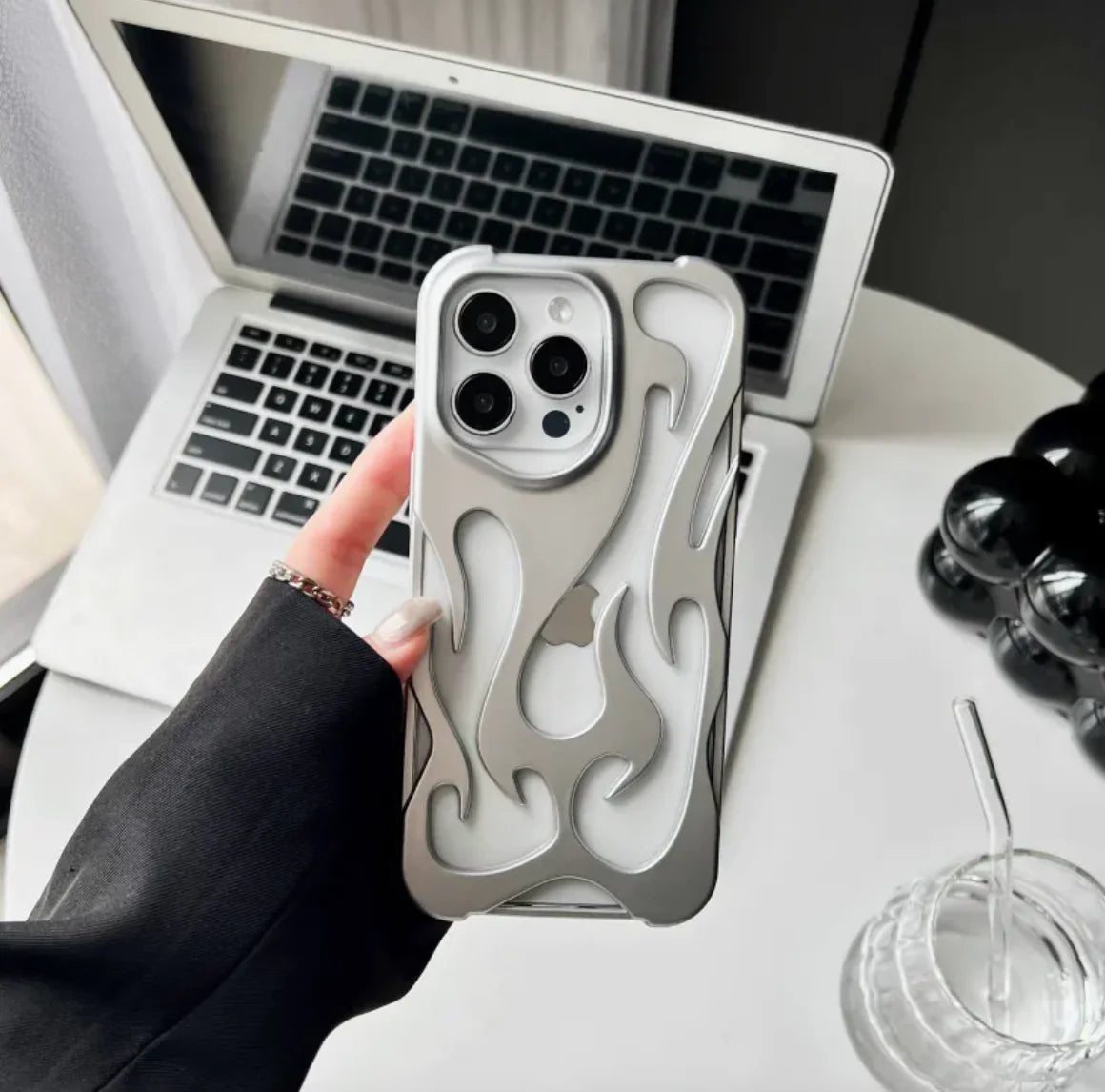 Flame Pattern Electroplated Phone Case - Iquality