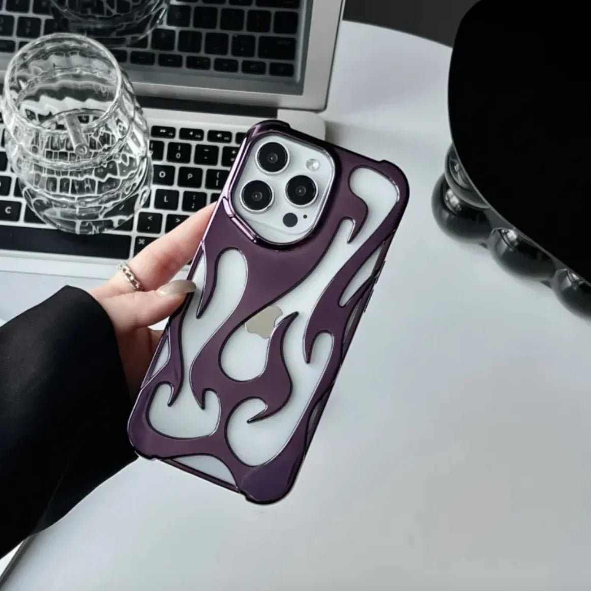 Flame Pattern Electroplated Phone Case - Iquality