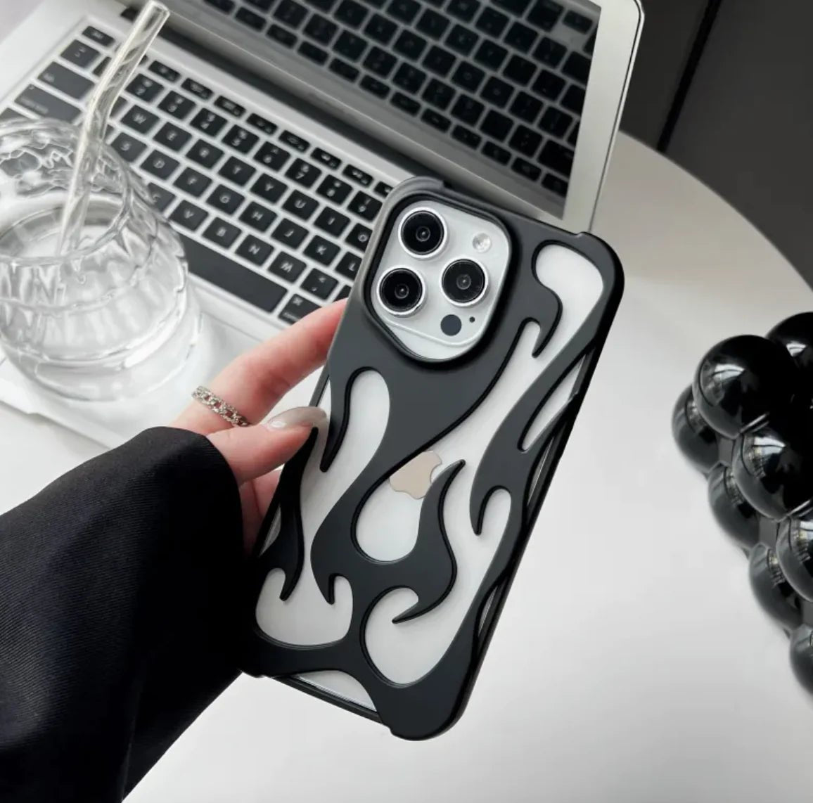 Flame Pattern Electroplated Phone Case - Iquality