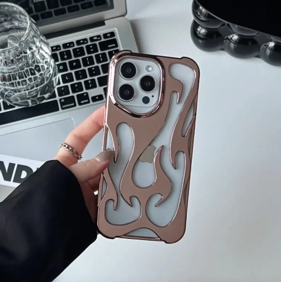 Flame Pattern Electroplated Phone Case - Iquality