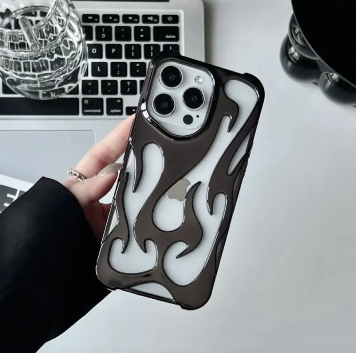 Flame Pattern Electroplated Phone Case - Iquality