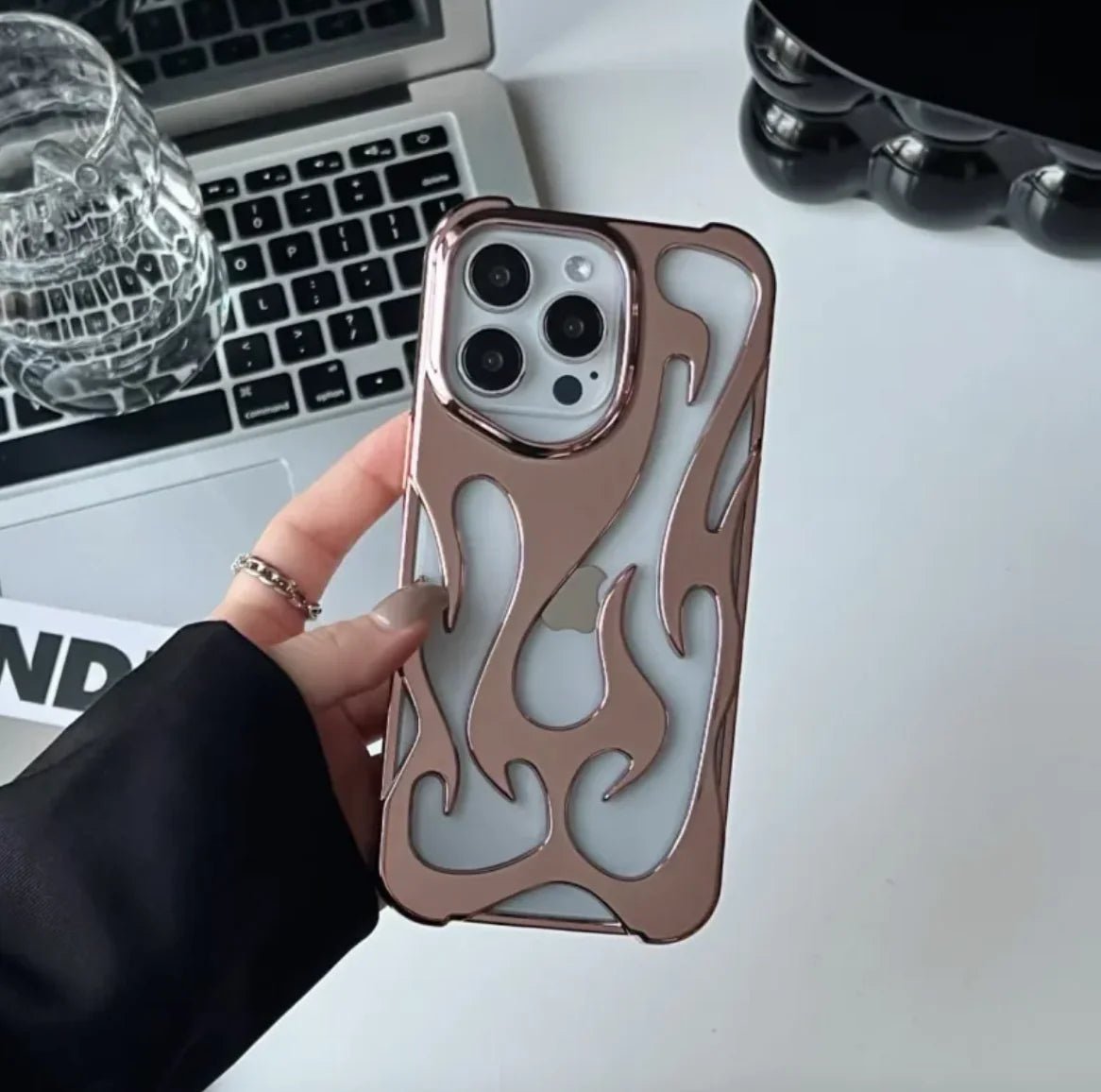 Flame Pattern Electroplated Phone Case - Iquality