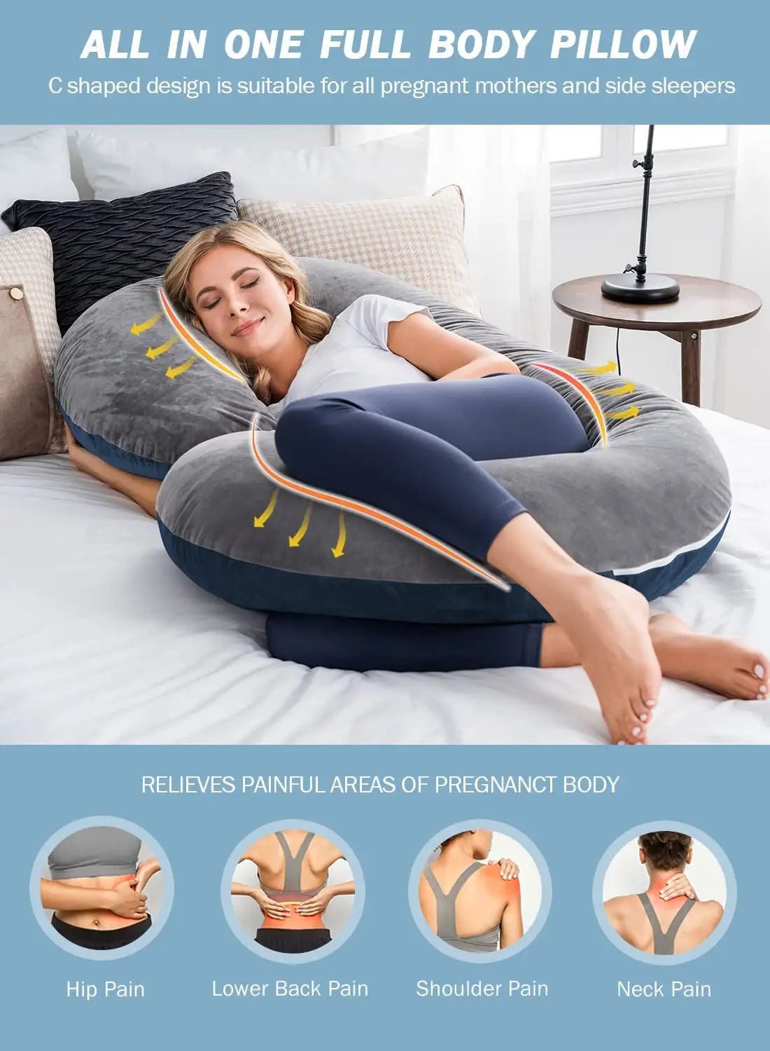 Ultimate Comfort C - Shaped Pregnancy Body Pillow - Iquality