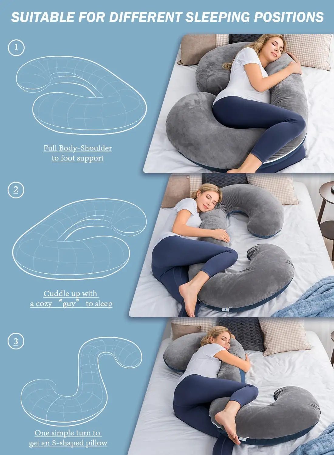 Ultimate Comfort C - Shaped Pregnancy Body Pillow - Iquality